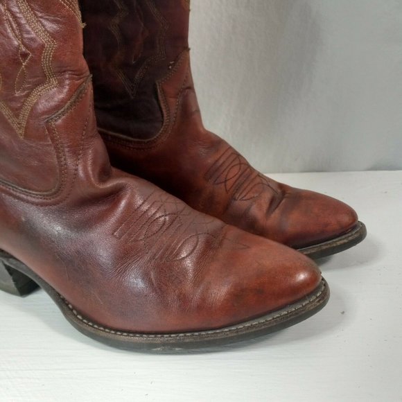 Texas Imperial Western Cowboy Boots Mens 9 D Brown Leather - Picture 2 of 6